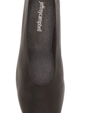 Jeffrey Campbell Black Leather Round-Toe Ballet Flat